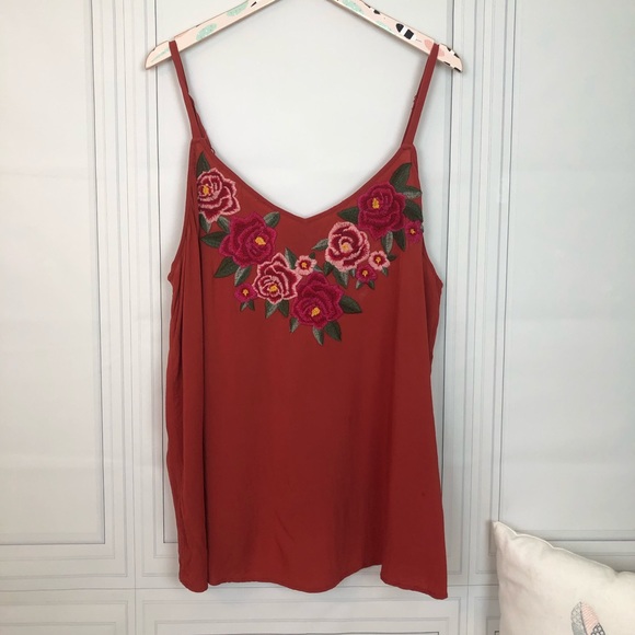 torrid Tops - Torrid Burnt Orange Embroidered Tank